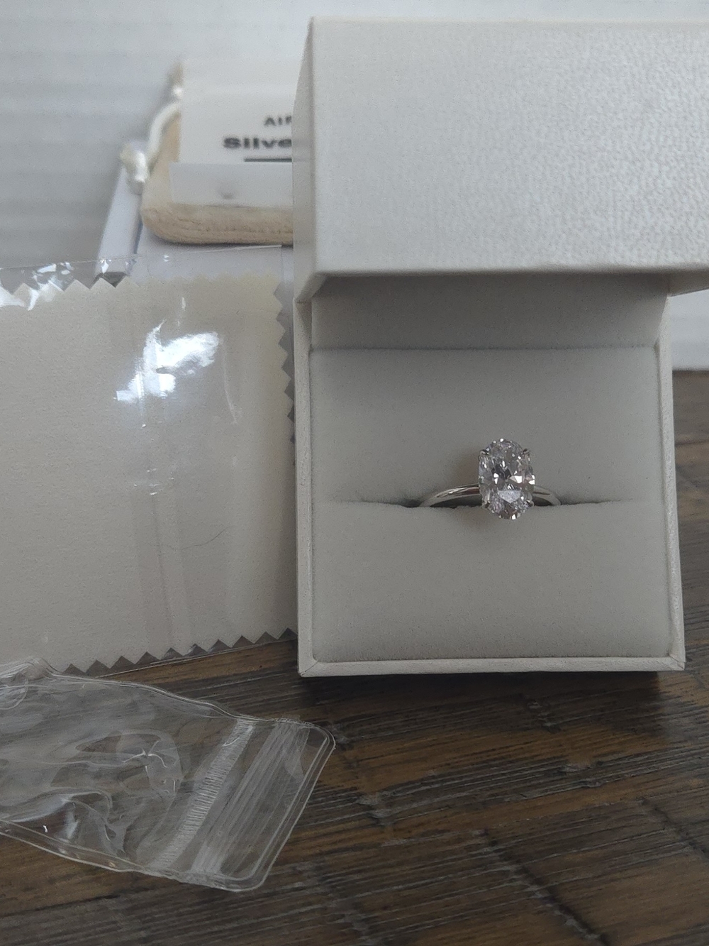 Effinny 3.5ct Elongated Oval Simulated Diamond Ring 925 Silver Size 9